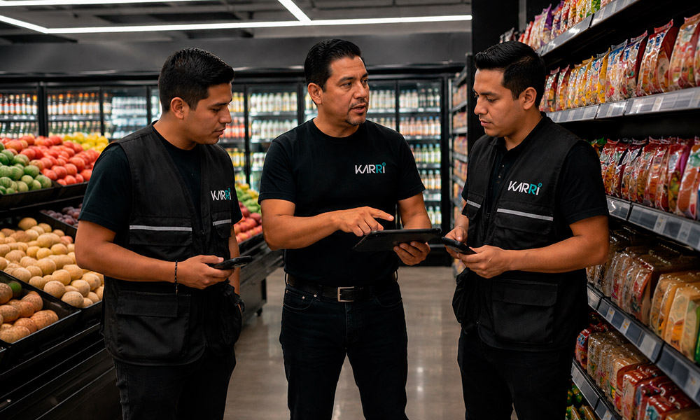 Coordinador de tiendas online CDMX de KARRI México monitoreando operación de delivery y rutas en tiempo real desde oficina en Ciudad de México