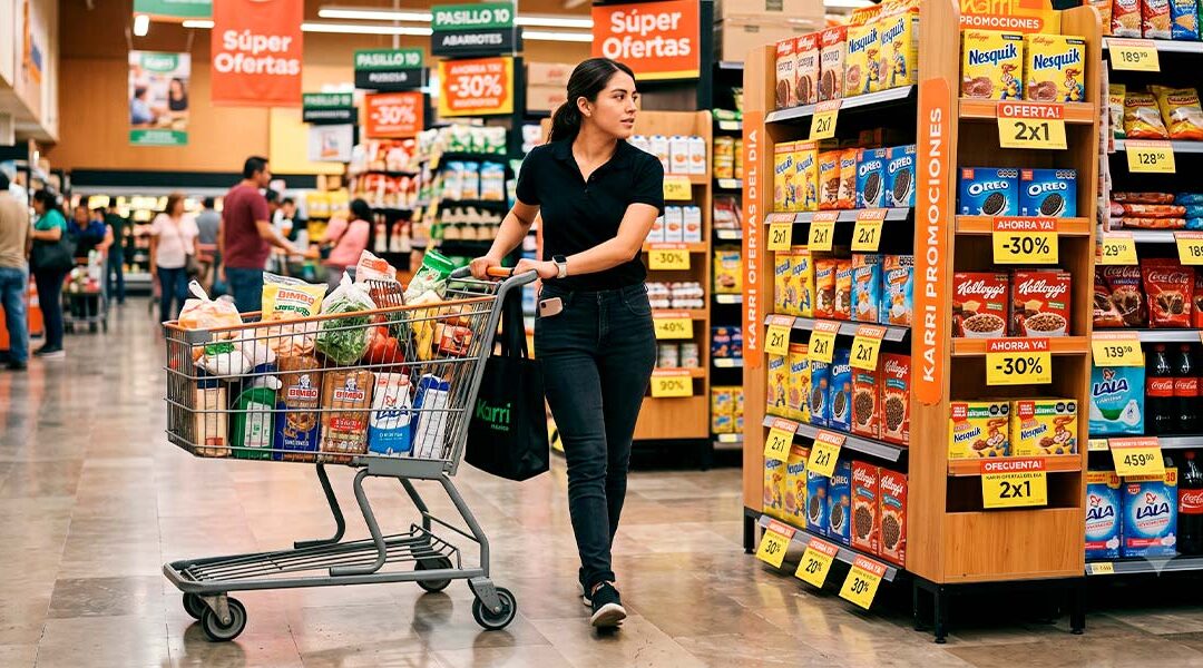 Shopper de KARRI México preparando pedidos de supermercado para entregas a domicilio durante el Buen Fin 2026 en México